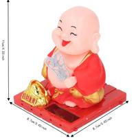 Red, Gold Light Waving Buddha Ornament  Car Interior Dashboard Display raudona