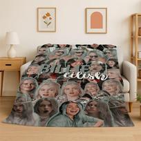 Famous Singer Billie Eilish Star Soft Flannel Throw Blanket,Warm Cozy Blanket for Bed,Couch,Sofa,Bedroom,Living Room,Travel 75x90cm gray