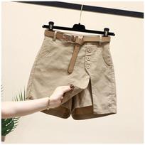 Women's High Waist Skort Wide Leg Shorts Cotton Button Pocket Casual Summer Two-in-one Skort M beige