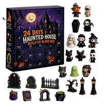 Reusable Acrylic Decor Halloween Advent Calendar 2026, 24 Days Countdown with 2D Flat Ornaments Mini Figures, Collectible Surprise Gifts for A black