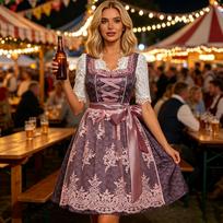 Women's Oktoberfest Dress with Lace and for Performance and Costume Parties L brown