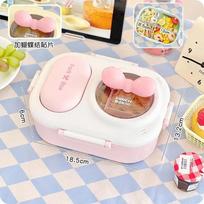 Heart Print Bento Box for Women & Teens - Portable Macaron Style Lunch Container, Ideal for Work, Picnic, Dating, Simple Packing gray