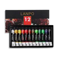 LANPO Acrylic Paint Set: 24 Colors, Waterproof, Beginner-Friendly, Boxed for DIY Projects black