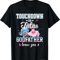 Gender Reveal Touchdowns or Tutus Godfather Matching Party T-Shirt S juoda