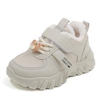 Children's cotton shoes 2025 winter boys' sports shoes fleece thickened girls' dad shoes warm baby casual shoes 21-26 (6 pairs in one hand) white