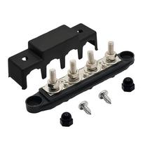 DC 12V-48V 250A Bus Bar Terminal Battery Power Distribution Block with Cover M8 Screw 4 for Automobile Boat RV Truck Automotive black