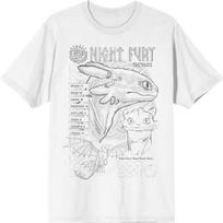 How to Train Your Dragon Night Fury Toothless Line Art Adult White Crew Neck Short Sleeve T-Shirt S balta