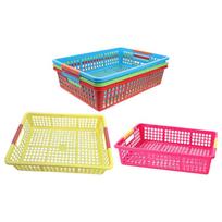 5Pcs Vibrant PP Plastic Stackable Storage Baskets Multifunctional Paper Files Fruits School Supplies Desk Organizer Colorful China Mainland blue
