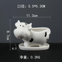 Succulent Cow Flower Pot Office Desktop Decorative Flower Pot Ceramic Creative With Tray Small (plants not included gray
