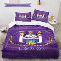 RSCA RSC Anderlecht Three Stars Crest Print 3 Pieces Duvet Cover Set Belgian Football Bedding Bedroom Decor Without Pillow Core Comforter 135x200cm blue