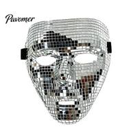 High Visibility Disco Mask Halloween Ball Mask, Breathable Mirror Mosaic Masquerade, Costume Accessory Glitter Party for Dance Performance, Club Night sidabras
