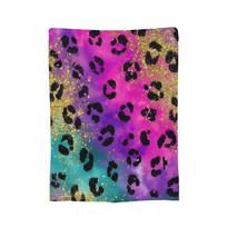 Leopardo flaneliniai pledai Dirbtinio kailio kūrybiškas metamas pledas lovai, sofai, kušetei xcm kilimėlio gabalas 100x125cm (40x50inch) black