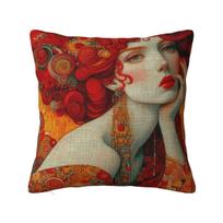 Gustav Klimt Meninė Spausdinta Kvadratinė Pagalvės Užvalkalas Pagalvės Dangtelis Pagalvės Danga Mesti Pagalvę Namams Sofai Svetainei 12x12Inch beige