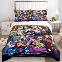 Jojo Anime Print Bedding Set For Bedroom Soft Modern Bedspreads Comefortable Kids Duvet Cover Quilt Cover And Pillowcase EU Single(135*200cm)3pcs black