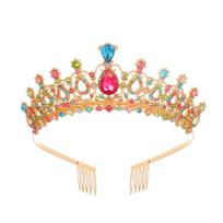 Wedding Prom Crystal Headband with Combs Princess Rhinestone Crown  Women Girls multicolor beige