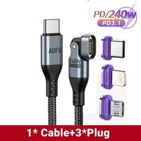 AUFU 240W Magnetic Super Fast Charging Cable For 16 15 Pro max USB Type C To USB C Wire Cord 5A For Macbook Laptop 1m black