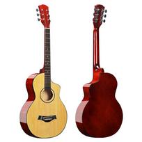 38-inch JF Body Folk Acoustic Guitar, Glossy Natural Wood Finish, Great for Practice. brown