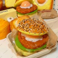 Big Burger Squishy Gentle Rising Beef Hamburger Bread Press  - Stress Relief Hand Unwind  Layered Slow Rebound Set multi