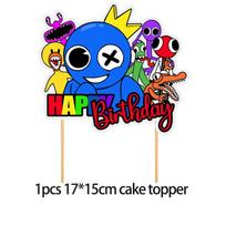 Rainbow Friends Theme Birthday Party Supplies Balloon Banner Cake Decor Toppers Big Row black