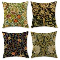 4 vnt. William Morris gėlių pagalvių užvalkalai, dvipusis spaudinys, vintažiniai botaniniai pagalvėlių užvalkalai, boho namų dekoras, skirti sofai, miegamajam Peach skin 18*18(CM)-4Pcs white