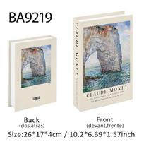 Van Gogh Monet Luxury Fake Book Storage Box Oil Painting Decorative Books Abstract Coffee Table Home Decor Sunflower Water Lily (as the picture,NOT Storage box) gray