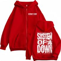 System Of A Down Mezmerize Merch Zipper Hoodie Alternative Metal Music Zip Up Sweatshirts Rock Hip Hop Vintage Pullovers Unisex S raudona