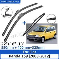 3 VNT. Fiat Panda 169 2003-2012 22 +16 +13  Priekinio ir galinio valytuvų šluotelės Priekinio stiklo lango pjaustytuvo priedai 2011 2012 juoda