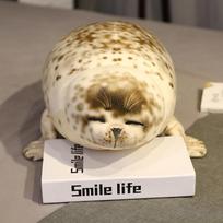 Ruonio pliušiniai žaislai Kawaii Blob Ruonis Minkštas lėlė 3D Naujoviškas Jūros liūtas Pliušinė pagalvė Iškamša Žaislas Kambario dekoras 35cm beige