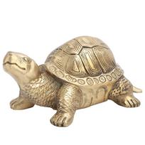 Pure Brass Handmade Longevity Tortoise Home Feng Shui Ornament Gift Symbol of Peace beige