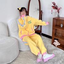 Dopamine Trendy Pink Street Style Cardigan Sweatshirt & Long Pants for Female Students - Autumn Edition (Pants Only) Medium beige