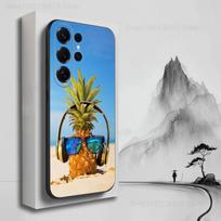 Cute Pineappl Art Fruit Case For Samsung S22,S25,S24,S23,Ultra,FE,S20,S10,Plus,S21,S9,Lite,Soft Silicone Black SamsungS21 gray
