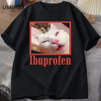 Ibuprofen Cat Meme Tshirt Funny Cat Graphic Tee Cute Cat Lover Cotton T-Shirt Casual Funny T Shirts Unisex Oversized Tshirt T... S įvairiaspalvis