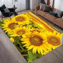 Vibrant Sunflower Design Area Rug for Living Room Rustic Home Decor Carpet Soft Floor Mat Bedroom Dining Room Home Decoration 50x80cm yellow