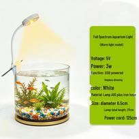 USB LED klipsinis akvariumo šviestuvas mažiems akvariumams ir vandens augalams patalpose 3W beige