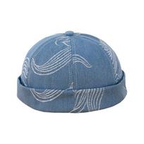 Fashion Washed Cotton Docker Cap Adjustable Windproof Brimless Skullcap Casual Retro Beanie Hat Hip Hop gray
