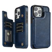 Wallet RFID Blocking Layer Protect -Theft Magnetic Leather Case For iPhone 16e 16 Pro Max 15 Plus 14 13 12 11 SE2 XS XR 8 7 iPhone 14 Pro mėlyna