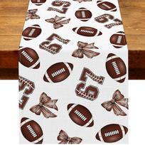 American Football & Number Bow Pattern Table Runner 40x140cm brown