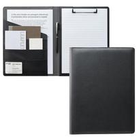 Plus Binder A4 Bi-fold Clipboard Clip File Leather Premium PU Leather Synthetic Leather Multifunctional Black FL-506CP 83-170 gray