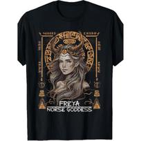 Freya Goddess of Norse Myths Viking Culture T-Shirt, Black Solid Black T-Shirt Men Comfortable Perfect for Home|Outdoor|Gifting|Work 5XL juoda