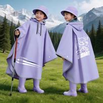 Vaikų pončas berniukams ir mergaitėms, ilgas, skirtas žygiams ir dviračių sportui, be rankovių, su apsauga nuo lietaus ir vieta kuprinei darželinukams (as the picture,XL for 115-130cm) gray