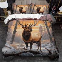 Elk Theme Down Comforter Cover Set - 2/3pcs, Soft Comfortable Breathable, Fantasy Animal Pattern Printed Bedding Set Duvet Cover Set&EU Single(135x200cm) beige