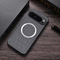 Magsafe Magnetic Plain Leather Case For Pixel 9 Pro XL 9A Pixel9 Pro Google Pixel 8 Pro 8A 7A 7 Cloth Wireless Charging Cover For Pixel 9 gray
