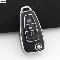 For Ford Ranger C-Max S-Max Focus Galaxy Mondeo Transit Tourneo Custom Tpu Car Flip Key Case Cover Auto Fob Keyhchain Holder gray