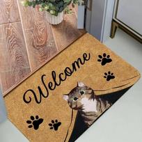 Juodo Katino Animacinis Paprastas Kilimas Svetainė Miegamasis Įėjimo Durų Kilimėlis Paprastas Piešinys Namų Dekoro Kilimas 50X80cm brown