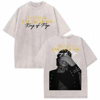 Michael Jackson Pop karalius Vintažiniai skalbti marškinėliai Vyrams Moterims Mada Hip Hop Punk stiliaus marškinėliai Medvilniniai kasdieniai laisvi marškinėliai S white