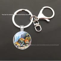Dinosaur Keychain Pendant: T-Rex, Pterodactyl, Diplodocus, Spinosaurus with Metal Lobster Clasp - Popular European & American Design white