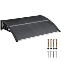 Lauko markizė prie priekinių durų Aliuminio Standaus plastiko Polikarbonato Apsauga nuo lietaus UV Vandens Lietaus atspari 100 x 75cm Juoda 100 x 75 x 23 cm juoda