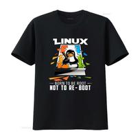 Linux Born To Be Root Not Reboot T Shirt Funny Kernel Tux Penguin Design Unisex Stylish graphi L black