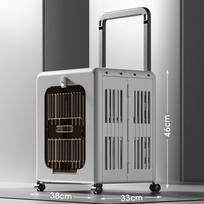 Outdoor Cat Carrier with Wheel Telescopic Handle Breathable Durable Cat Small Dog Travel Carrier Box Transparent Large Pet Bag pilka