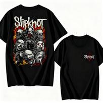 Vintage Washed Slipknot Nu Metal Alternative Metal Band Printed Cotton T-shirt Men Women Tee Summer Casual Fashion Clothing Tops Streetwear 4XL gray